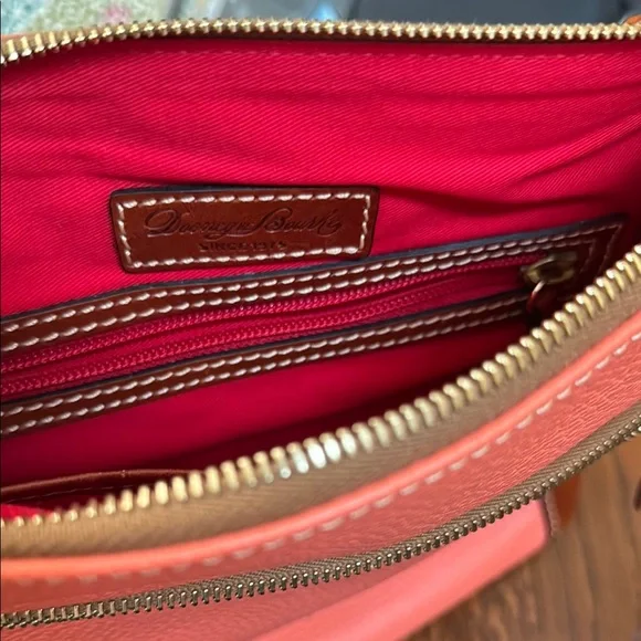 Dooney & Bourke Pink and Brown Crossbody Bag with Pebbled Leather - Picture 5 of 7